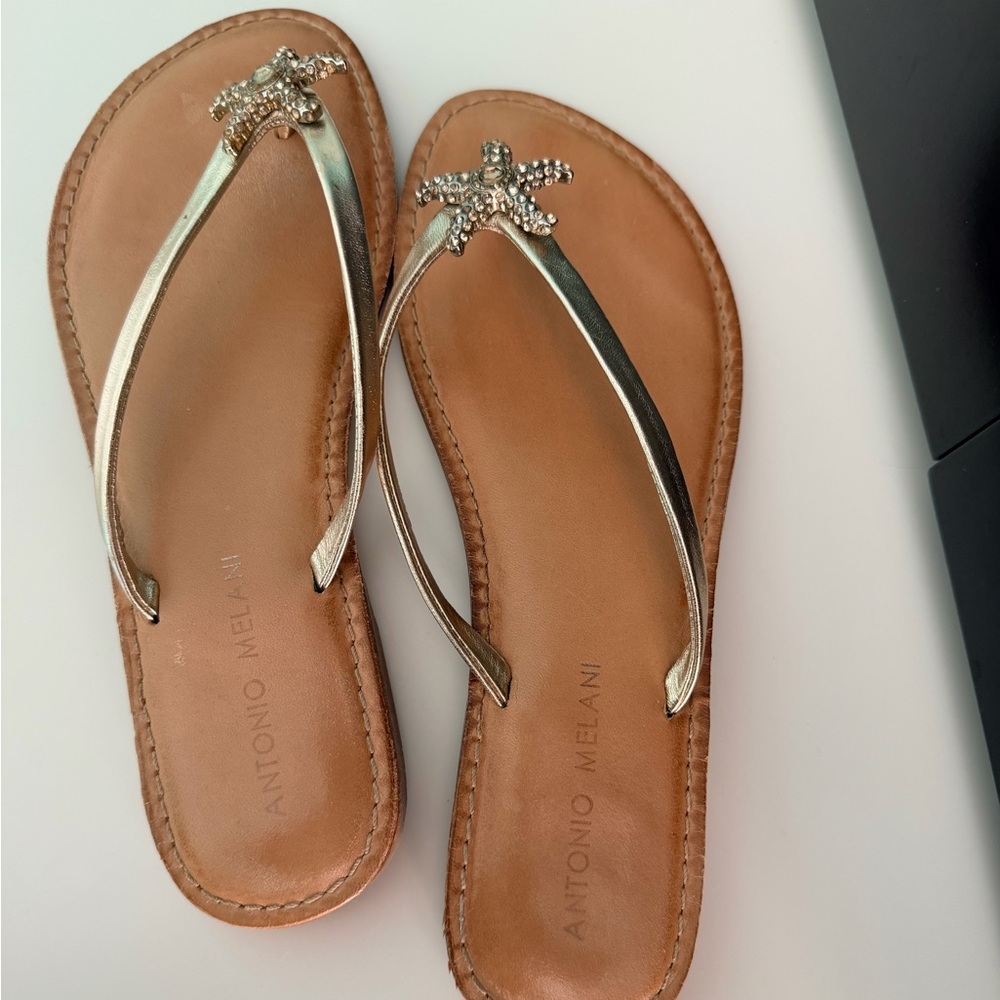 Gold strap flat sandals with star. Used but in good condition.